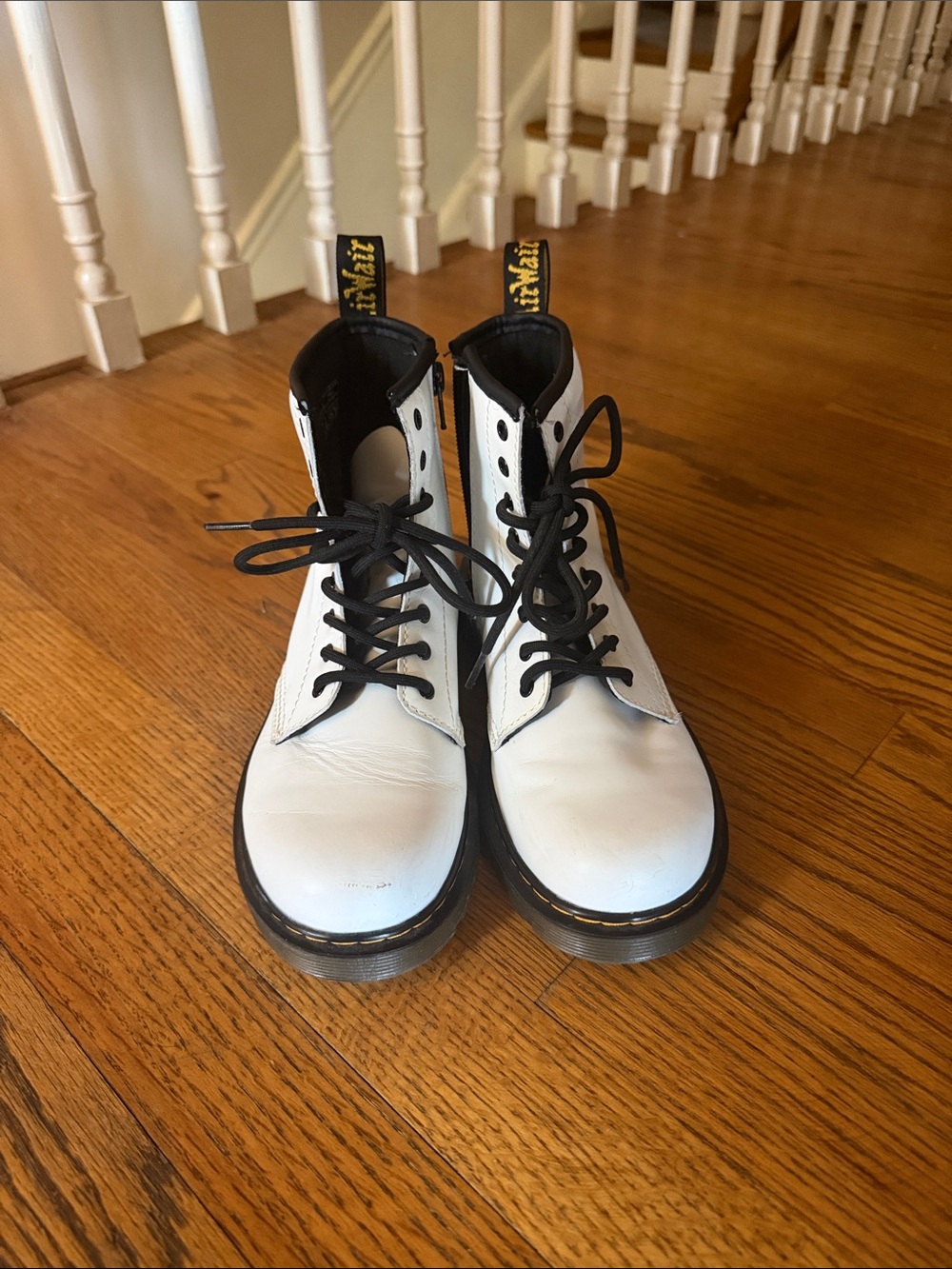 Dr. Martins White Leather Combat Boots Size 5 (women’s)